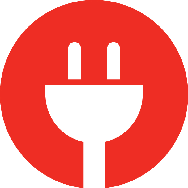 connect | landing | red plug logo